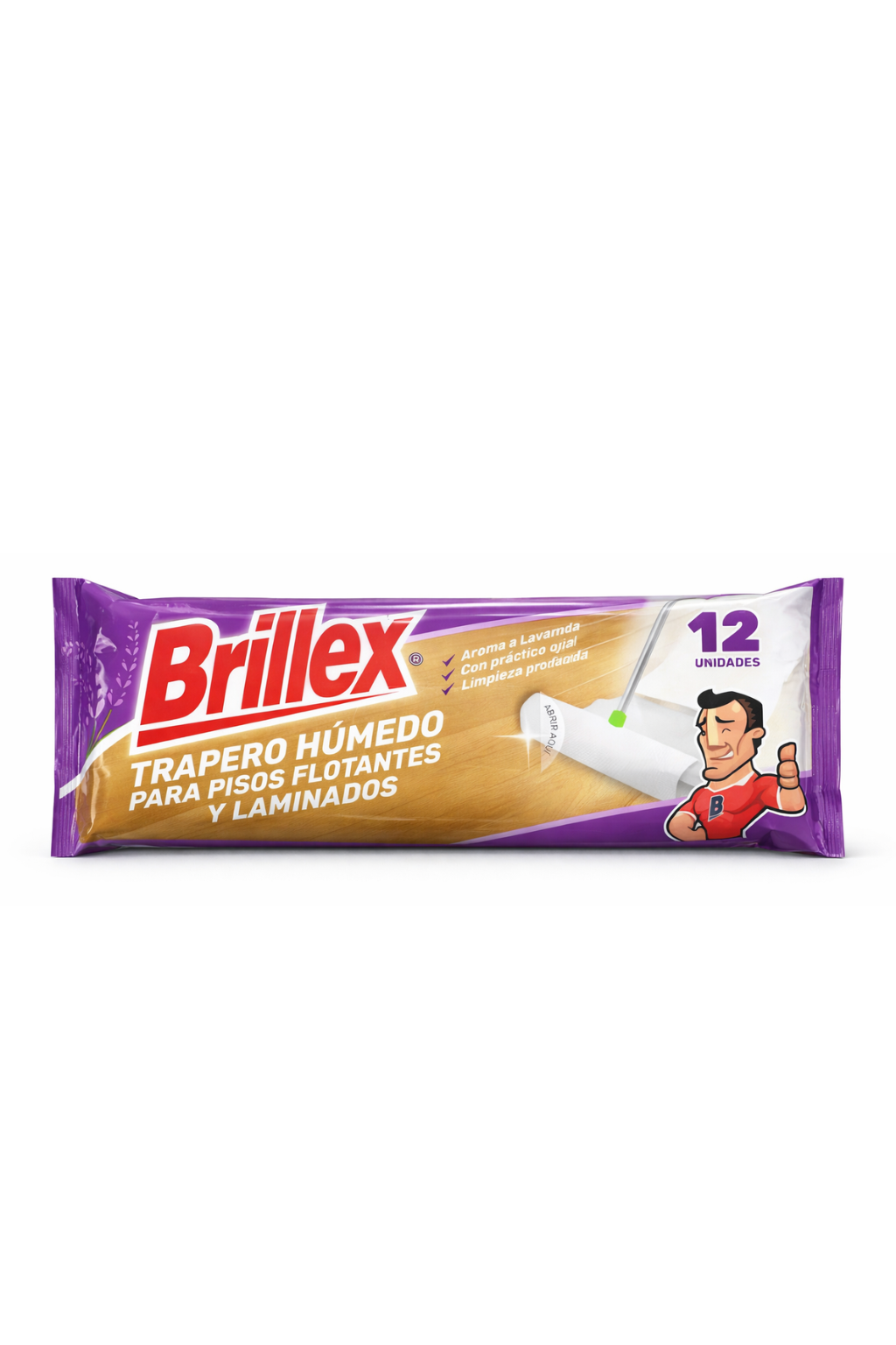 Trapero Húmedo Pisos Flotantes Brillex Lavanda 12 Unidades