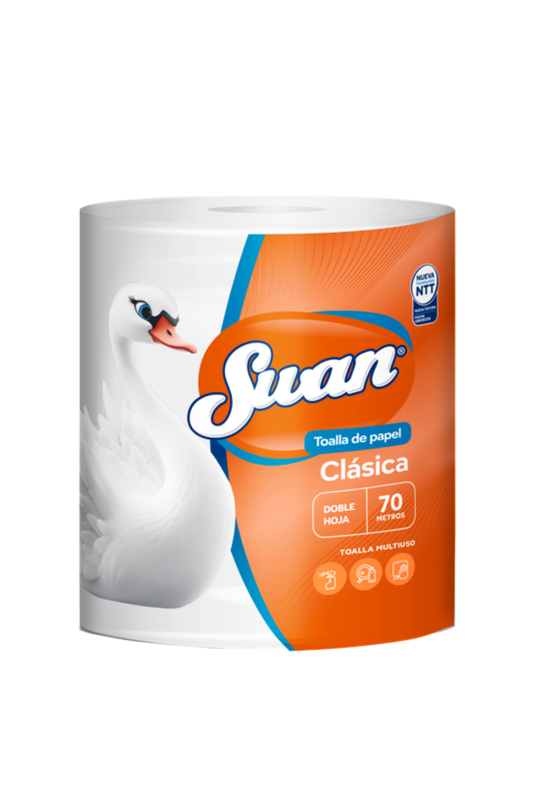 Toalla de Papel Swan Clasica Doble Hoja 8 Rollos x 70m
