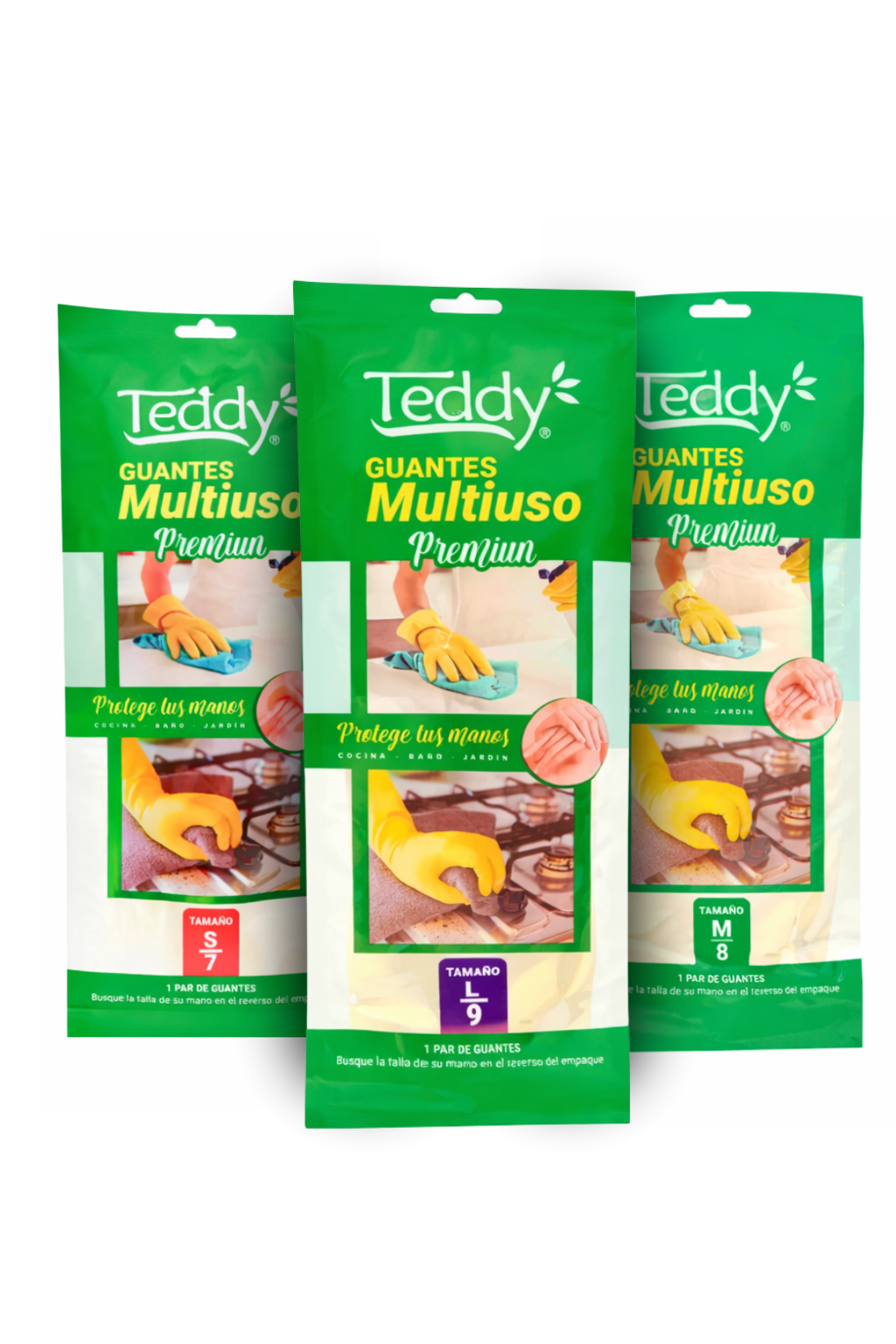 Guantes Multiuso Teddy Premium Látex | Limpieza Hogar Cocina Jardín (S, M, L)