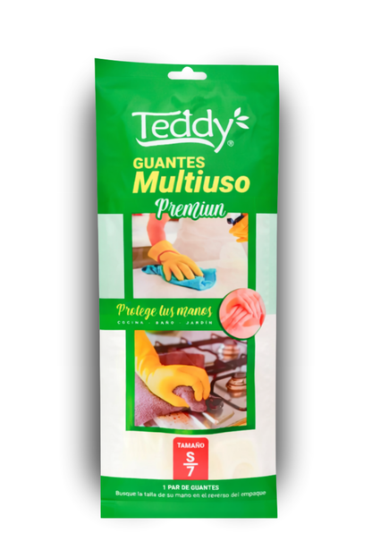 Guantes Multiuso Teddy Premium Látex | Limpieza Hogar Cocina Jardín (S, M, L)