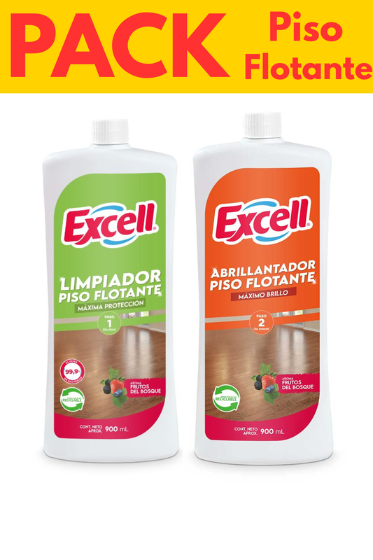 Pack Limpieza Piso Flotante Excell 900 ml | Limpiador + Abrillantador