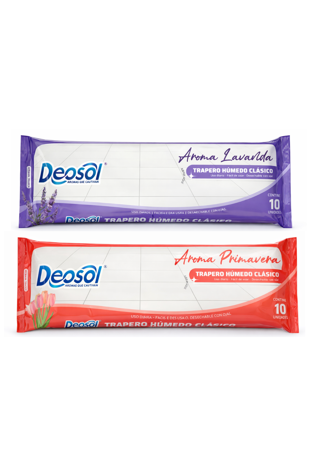 rapero Húmedo Deosol Lavanda y Primavera 10 Unidades | Limpieza Fácil y Rápida