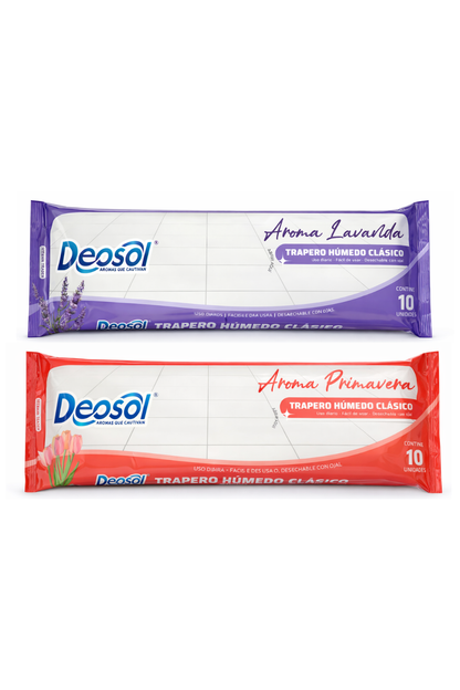 rapero Húmedo Deosol Lavanda y Primavera 10 Unidades | Limpieza Fácil y Rápida