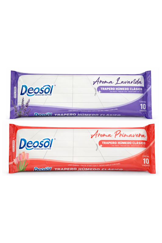 rapero Húmedo Deosol Lavanda y Primavera 10 Unidades | Limpieza Fácil y Rápida