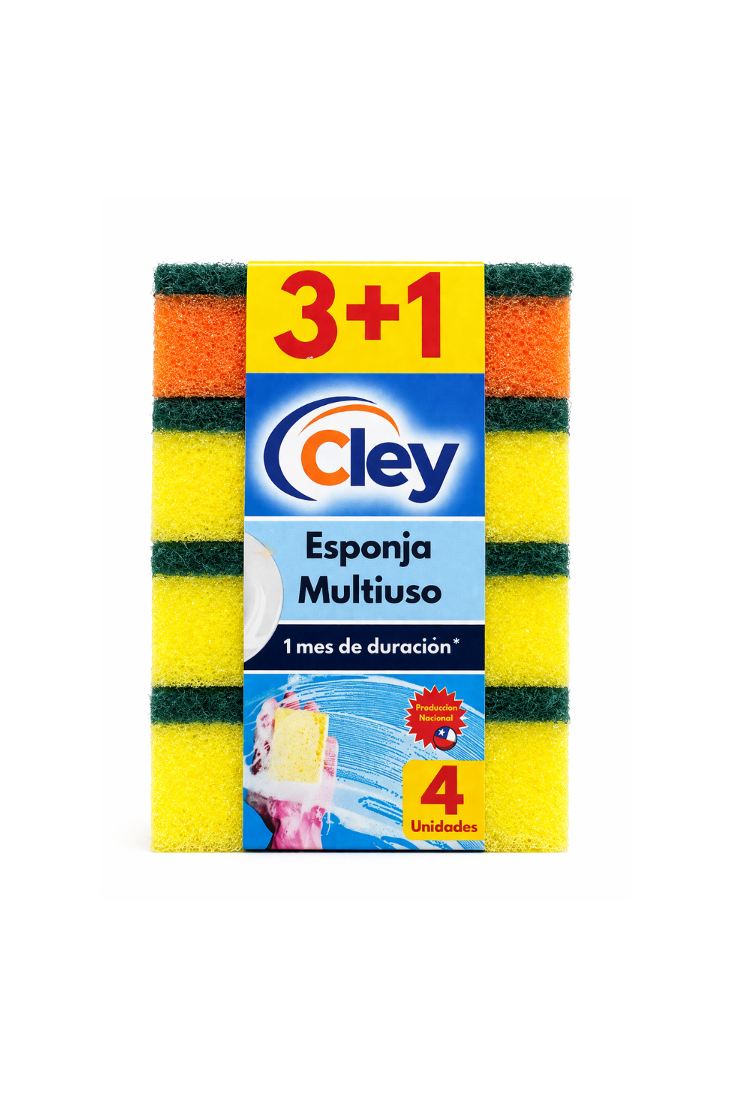 Esponja Multiuso Lisa Cley 3+1 (4 Unidades)