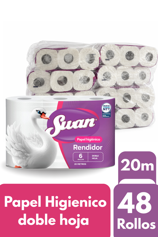 Papel Higiénico Swan Rendidor Doble Hoja 48 Rollos x 20m