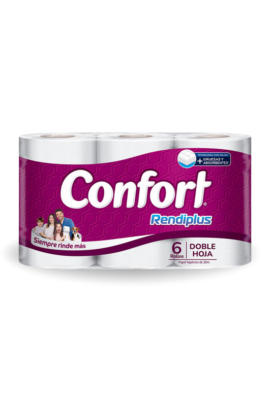 Papel Higiénico Confort Rendiplus 48 rollos X 20m (8 Pack x 6 Unidades)