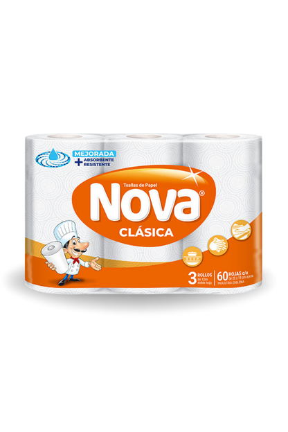 Toalla de Papel Nova Clásica 24 Rollos X 12m(8 Pack x 3 Unidades)