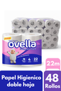 Papel Higiénico Ovella Hoja Doble 48 rollos X 22m (12 packs de 4 rollos)