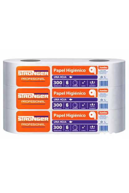 Papel Higiénico Jumbo Stronger 6x300mts